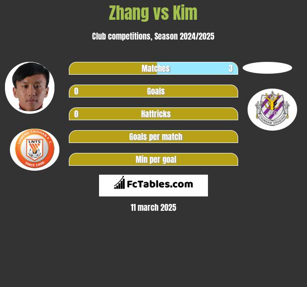 Zhang vs Kim h2h player stats