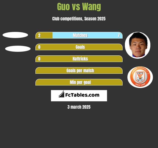 Guo vs Wang h2h player stats