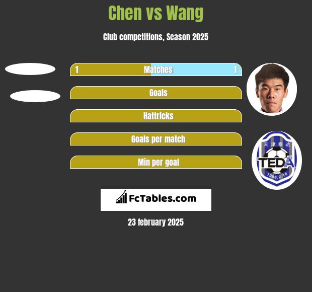 Chen vs Wang h2h player stats