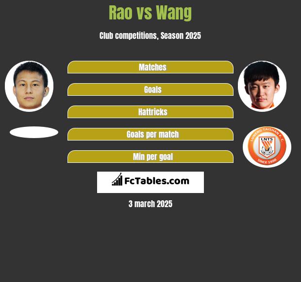 Rao vs Wang h2h player stats