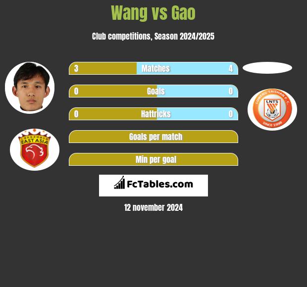 Wang vs Gao h2h player stats