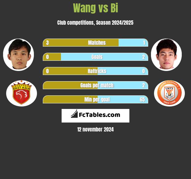 Wang vs Bi h2h player stats