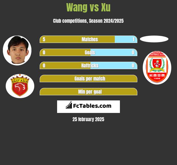 Wang vs Xu h2h player stats