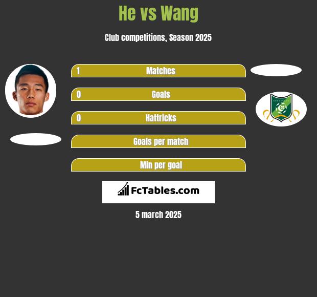 He vs Wang h2h player stats