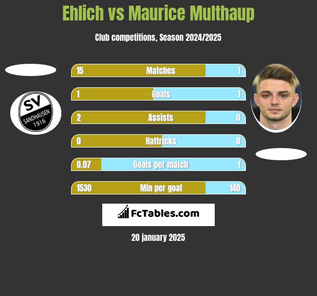 Ehlich vs Maurice Multhaup h2h player stats