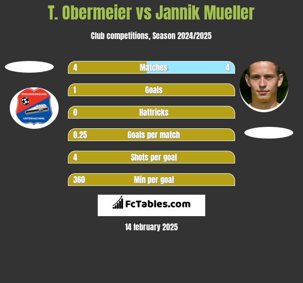 T. Obermeier vs Jannik Mueller h2h player stats