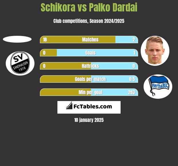 Schikora vs Palko Dardai h2h player stats