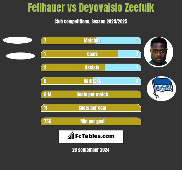 Fellhauer vs Deyovaisio Zeefuik h2h player stats