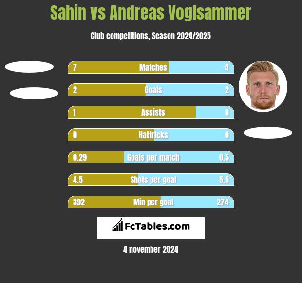 Sahin vs Andreas Voglsammer h2h player stats