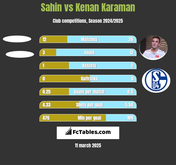 Sahin vs Kenan Karaman h2h player stats