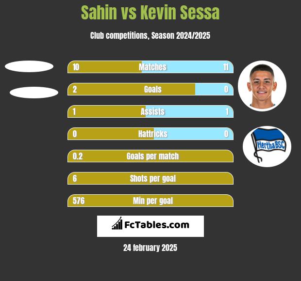 Sahin vs Kevin Sessa h2h player stats