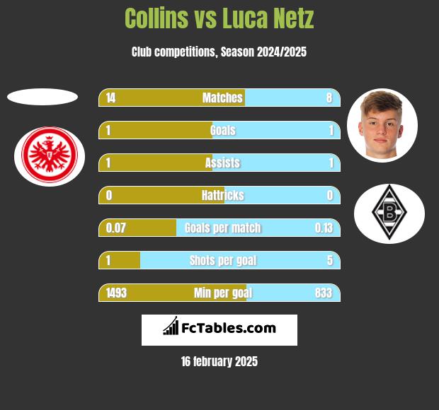 Collins vs Luca Netz h2h player stats