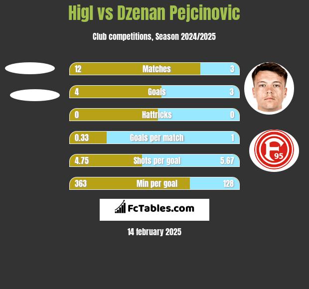 Higl vs Dzenan Pejcinovic h2h player stats