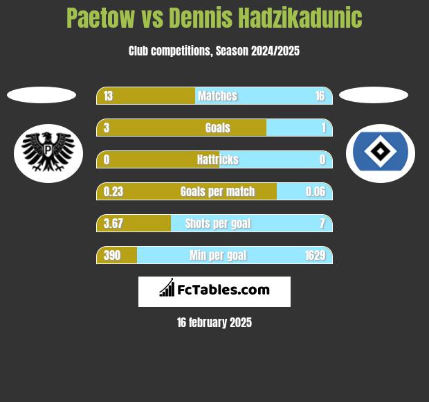 Paetow vs Dennis Hadzikadunic h2h player stats