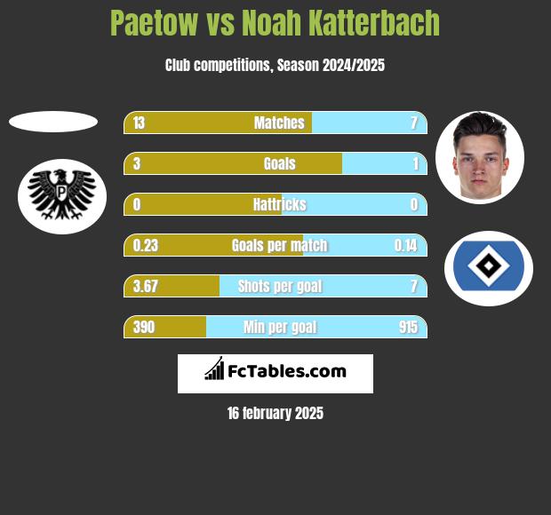 Paetow vs Noah Katterbach h2h player stats