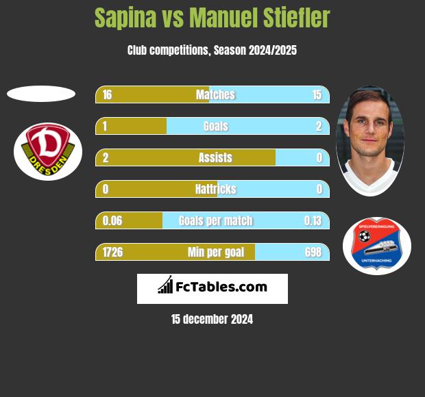 Sapina vs Manuel Stiefler h2h player stats