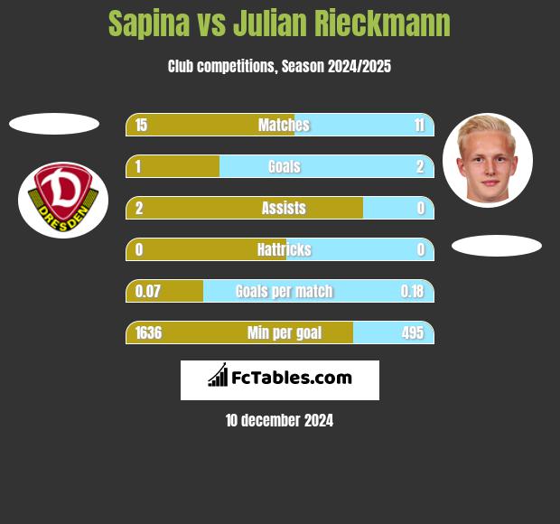 Sapina vs Julian Rieckmann h2h player stats