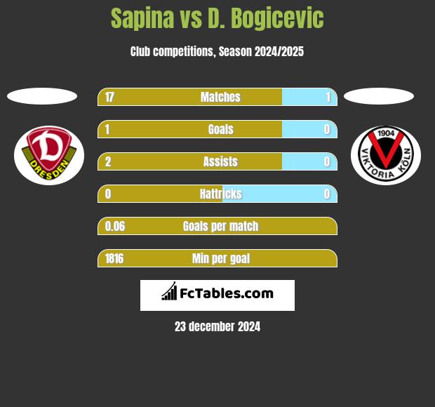 Sapina vs D. Bogicevic h2h player stats