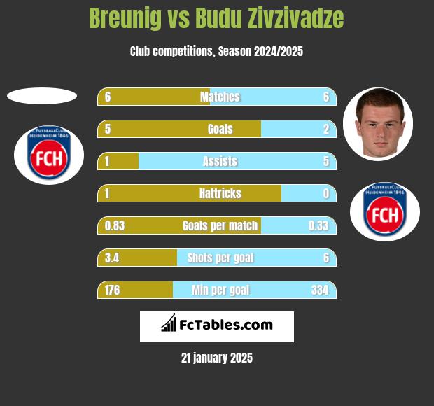 Breunig vs Budu Zivzivadze h2h player stats