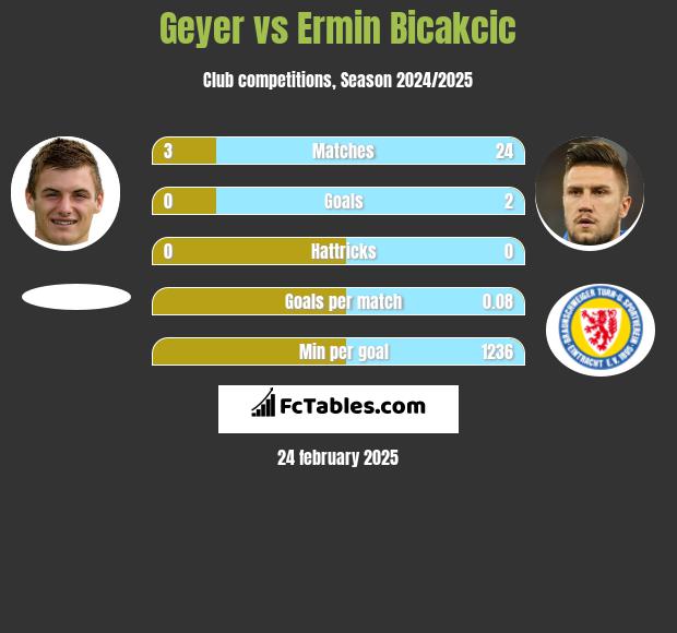 Geyer vs Ermin Bicakcić h2h player stats