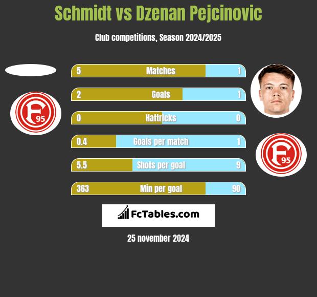 Schmidt vs Dzenan Pejcinovic h2h player stats