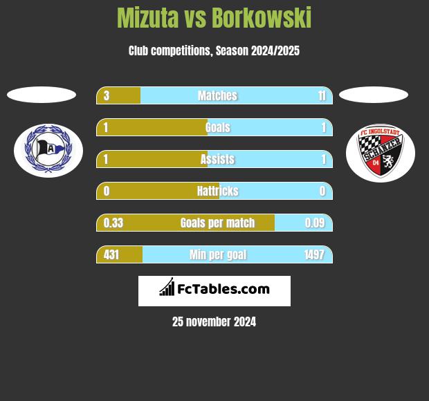 Mizuta vs Borkowski h2h player stats