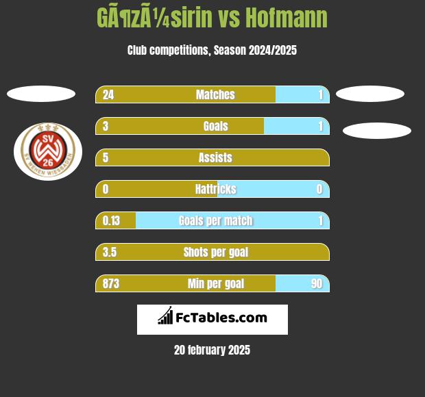 GÃ¶zÃ¼sirin vs Hofmann h2h player stats