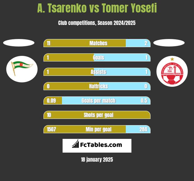 A. Tsarenko vs Tomer Yosefi h2h player stats