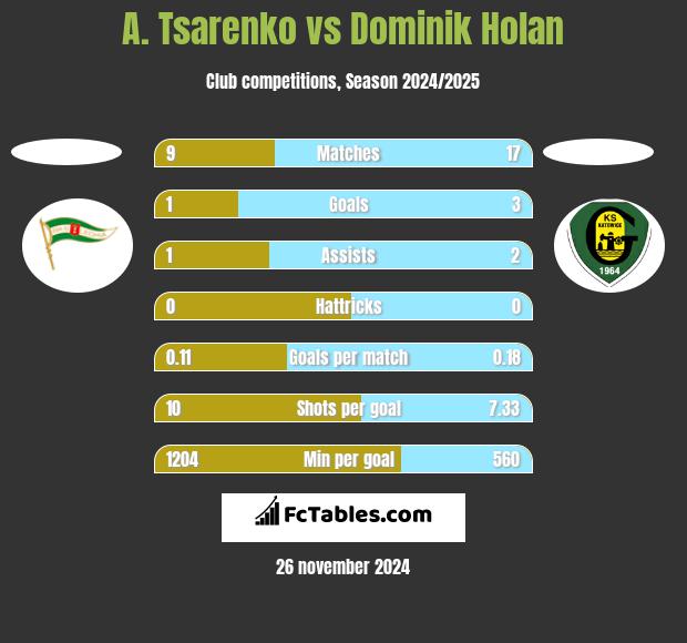 A. Tsarenko vs Dominik Holan h2h player stats