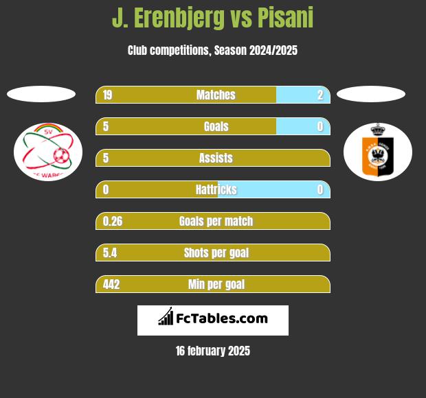 J. Erenbjerg vs Pisani h2h player stats