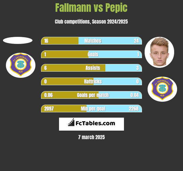 Fallmann vs Pepic h2h player stats