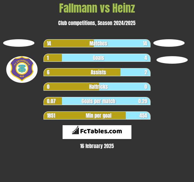 Fallmann vs Heinz h2h player stats