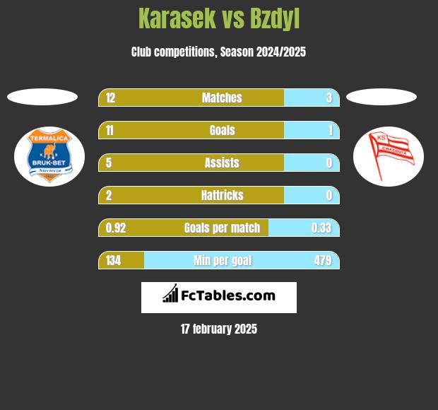 Karasek vs Bzdyl h2h player stats