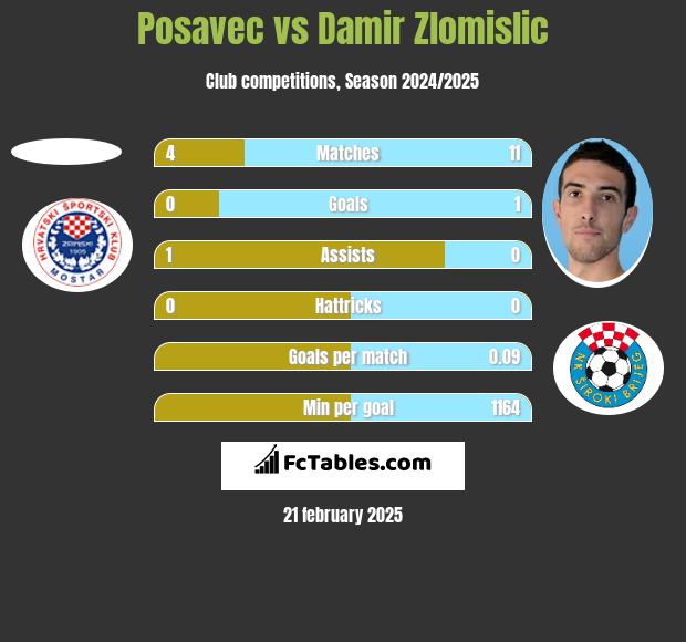 Posavec vs Damir Zlomislic h2h player stats