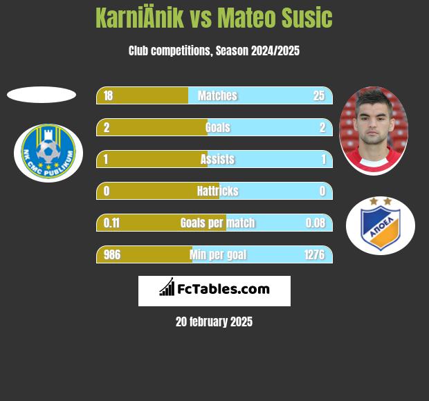 KarniÄnik vs Mateo Susic h2h player stats