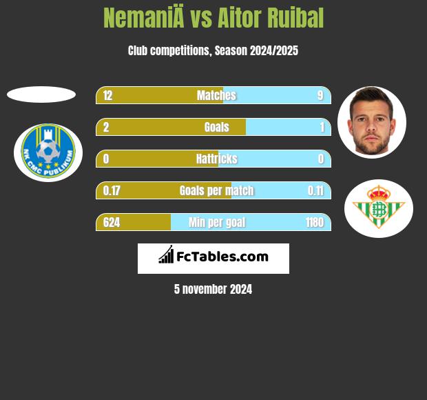 NemaniÄ vs Aitor Ruibal h2h player stats