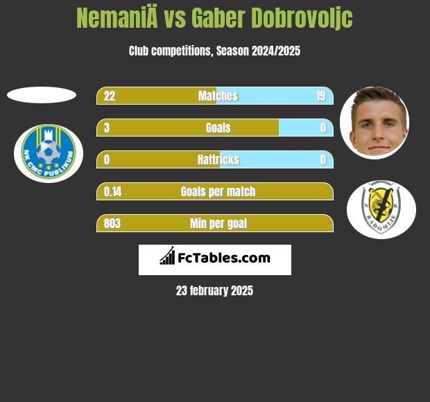 NemaniÄ vs Gaber Dobrovoljc h2h player stats