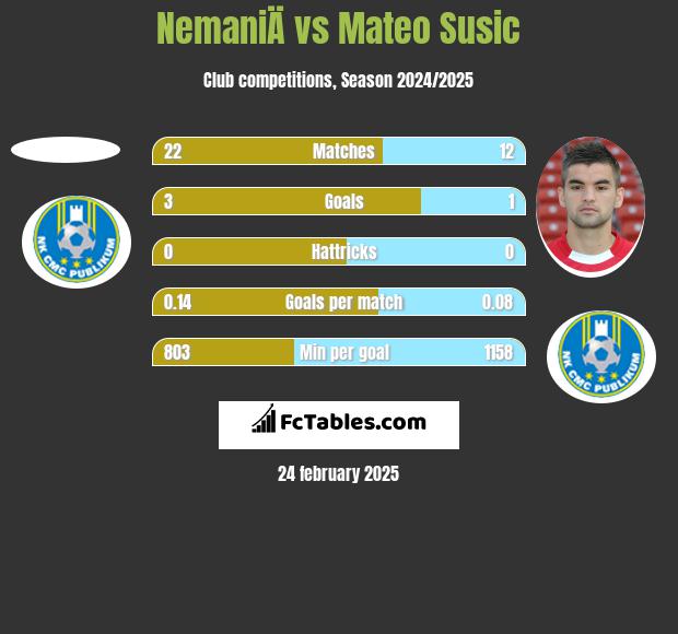 NemaniÄ vs Mateo Susic h2h player stats