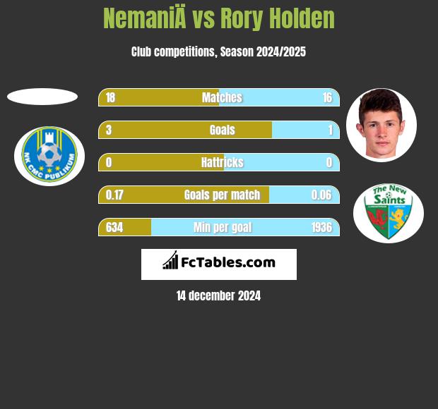 NemaniÄ vs Rory Holden h2h player stats