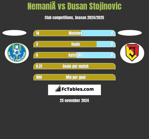 NemaniÄ vs Dusan Stojinovic h2h player stats