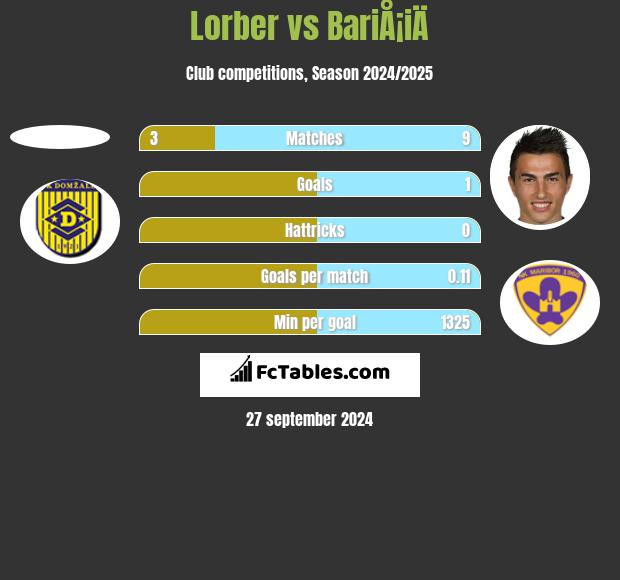 Lorber vs BariÅ¡iÄ h2h player stats