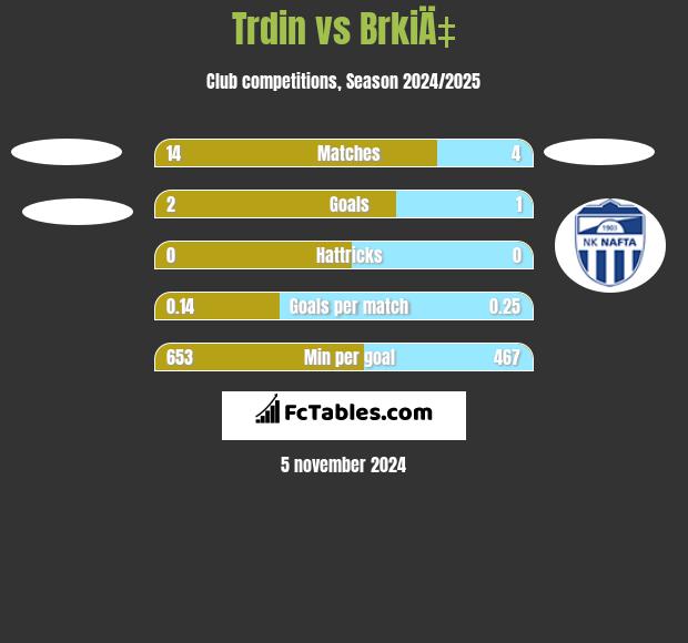 Trdin vs BrkiÄ‡ h2h player stats