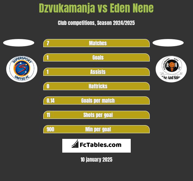 Dzvukamanja vs Eden Nene h2h player stats