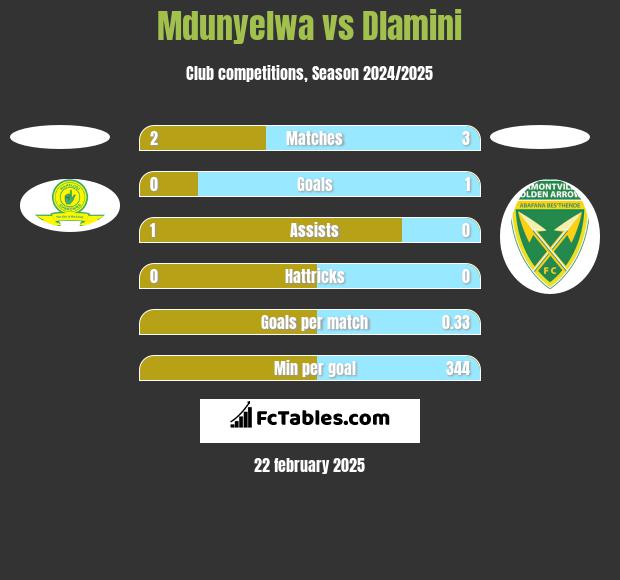 Mdunyelwa vs Dlamini h2h player stats