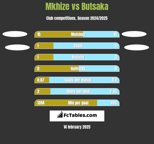 Mkhize vs Butsaka h2h player stats