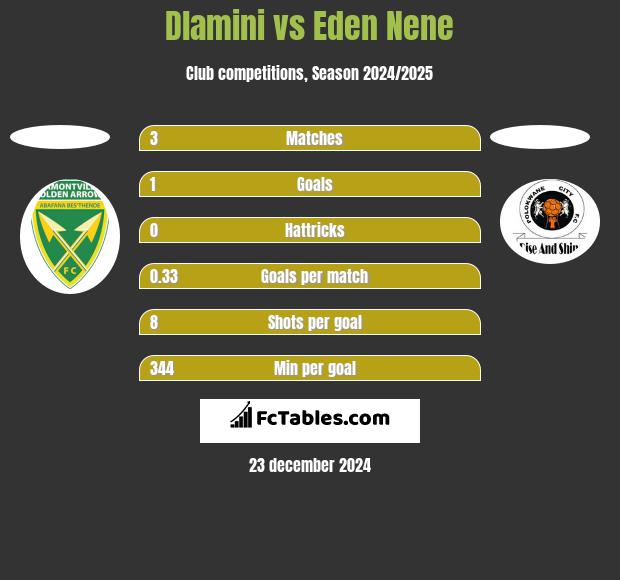 Dlamini vs Eden Nene h2h player stats