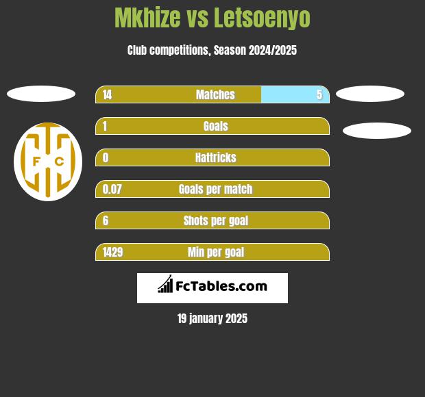 Mkhize vs Letsoenyo h2h player stats