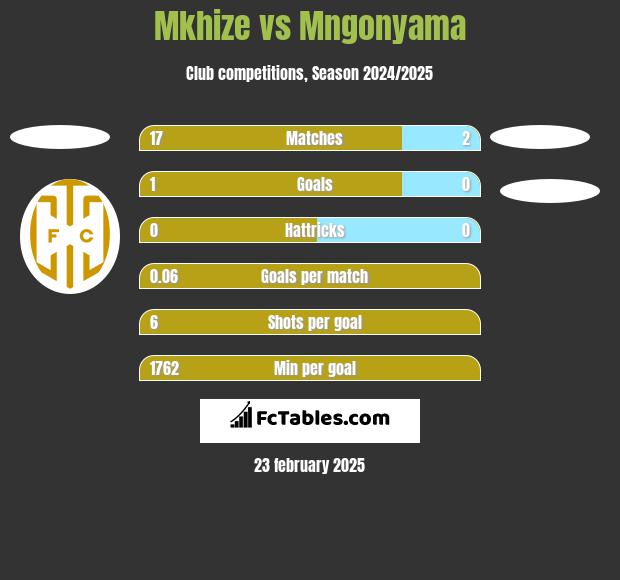 Mkhize vs Mngonyama h2h player stats