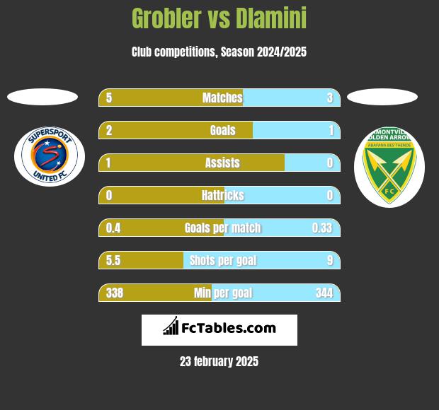 Grobler vs Dlamini h2h player stats