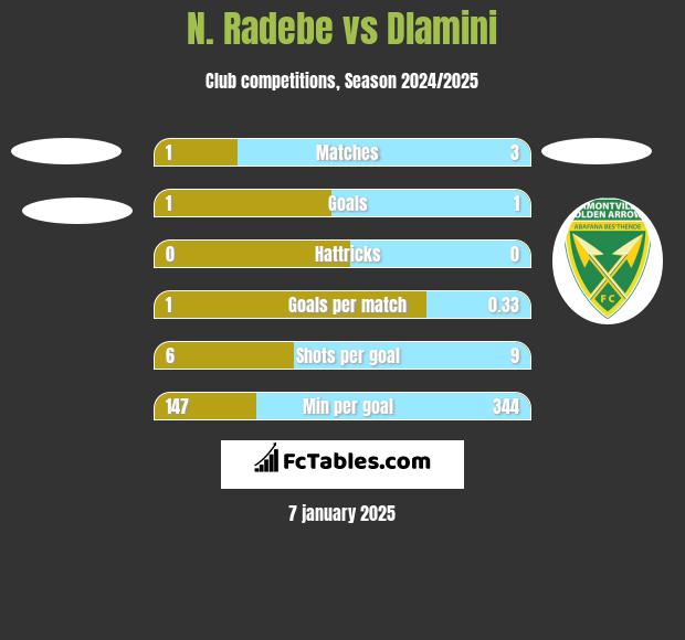 N. Radebe vs Dlamini h2h player stats